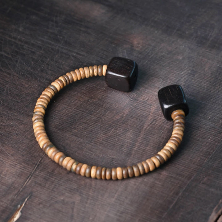 Buddha Stones Ebbenhouten Groene Sandelhouten Kubus Armband - Groen sandelhout - 16-17 cm - image 17