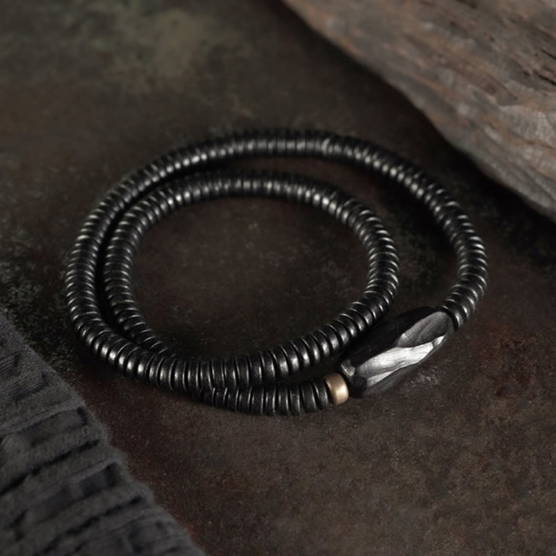 Buddha Stones Ebbenhouten armband met koperen en messing balans, drievoudige Armband - image 11