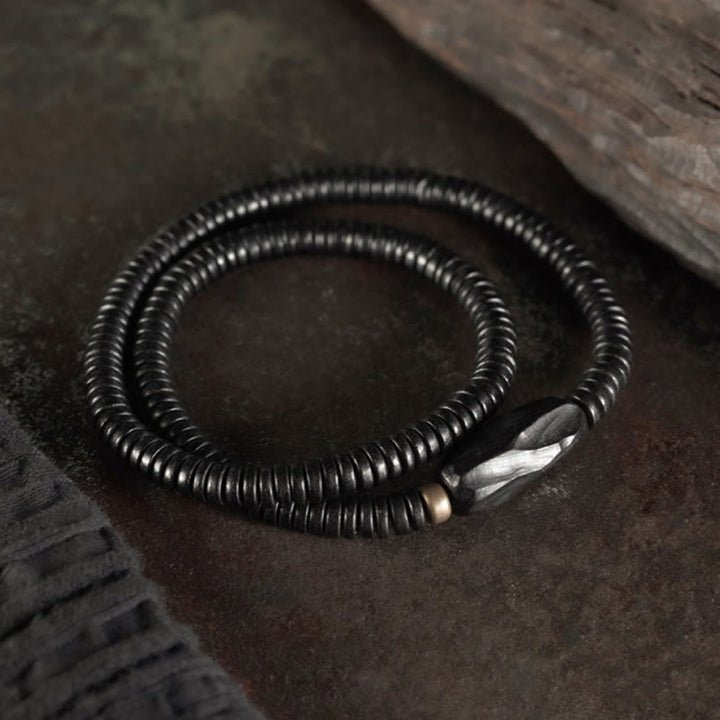 Buddha Stones Ebbenhouten armband met koperen en messing balans, drievoudige Armband - image 11