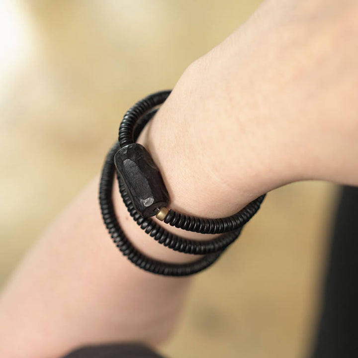 Buddha Stones Ebbenhouten armband met koperen en messing balans, drievoudige Armband - image 7