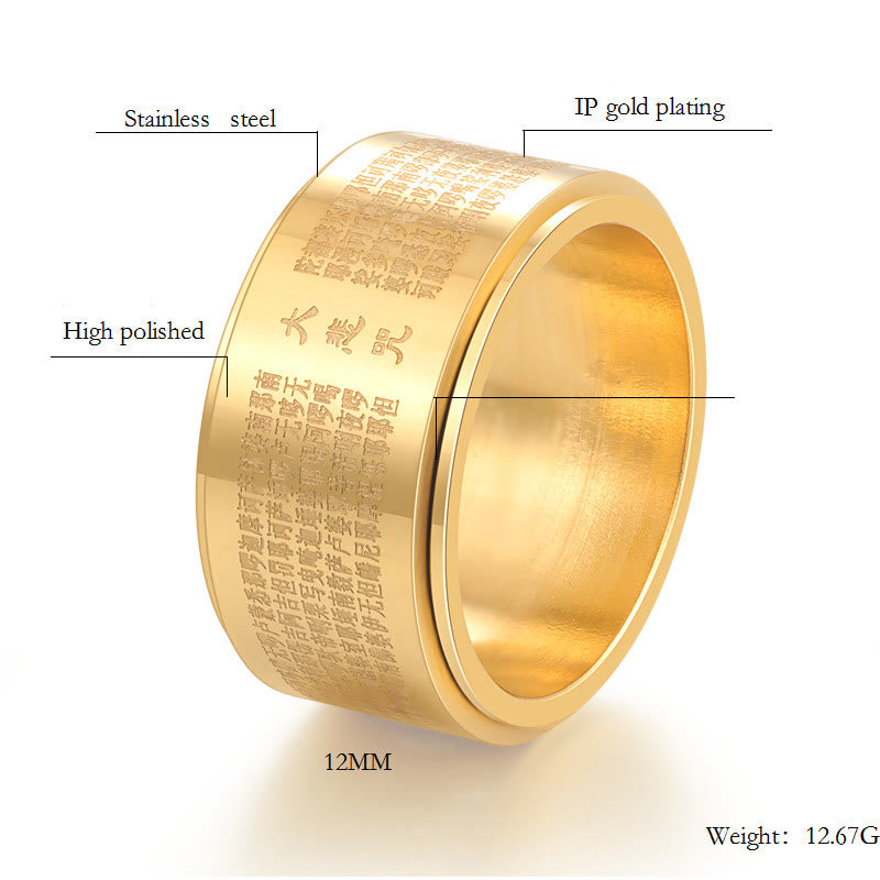 Buddha Stones Grote Compassie Mantra Gegraveerde Titanium Stalen Versterkte Draaibare Ring - image 7