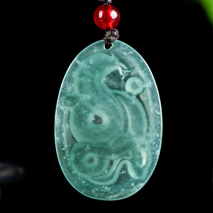 Buddha Stones Ovale hanger van natuurlijke jade, Ketting voor het Jaar van de Slang. - image 3