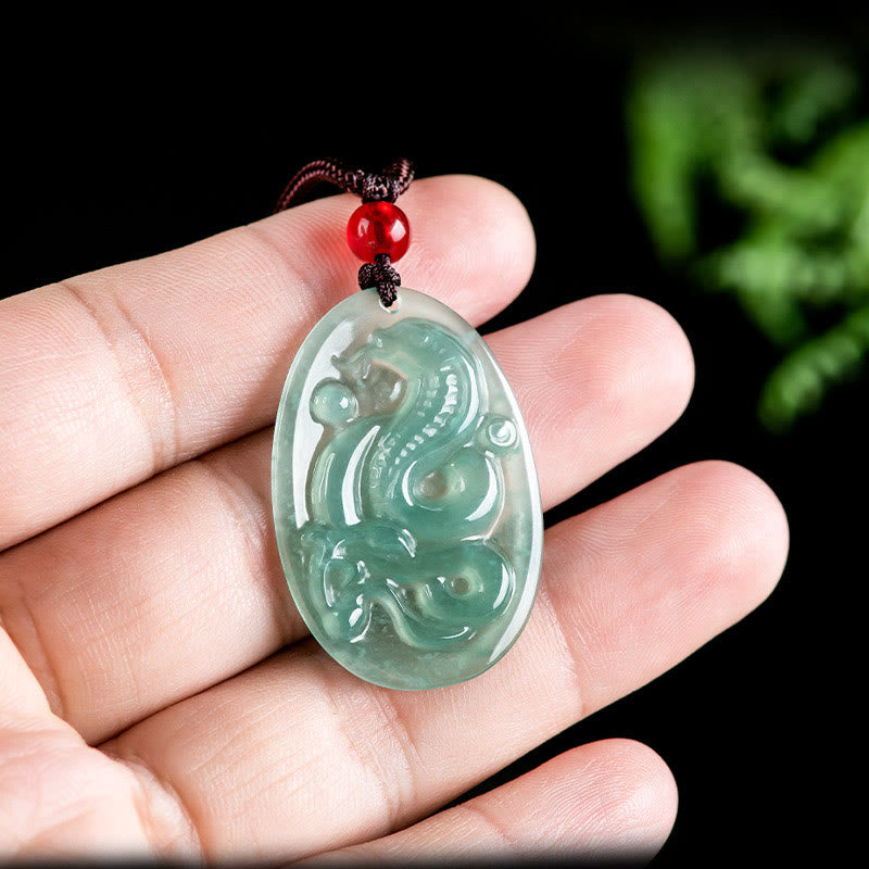Buddha Stones Ovale hanger van natuurlijke jade, Ketting voor het Jaar van de Slang. - image 4