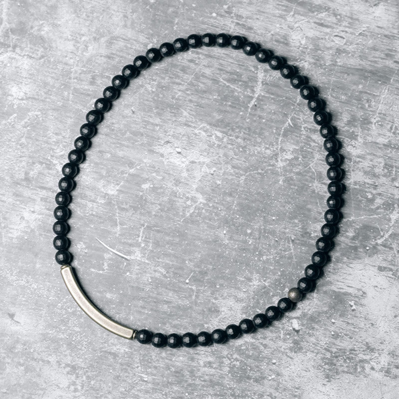 Buddha Stones Mat geslepen oppervlak, zwarte onyx, koper, messing, dubbele Armband - image 2
