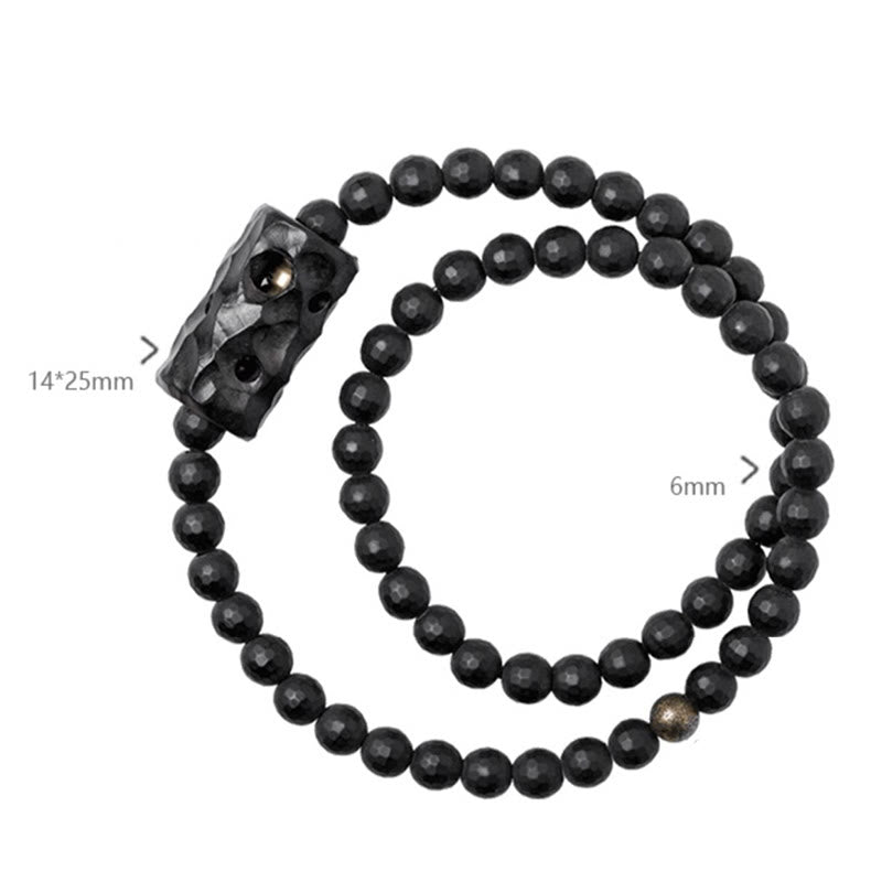 Buddha Stones Mat geslepen oppervlak, zwarte onyx, ebbenhout, dubbele Armband - image 4