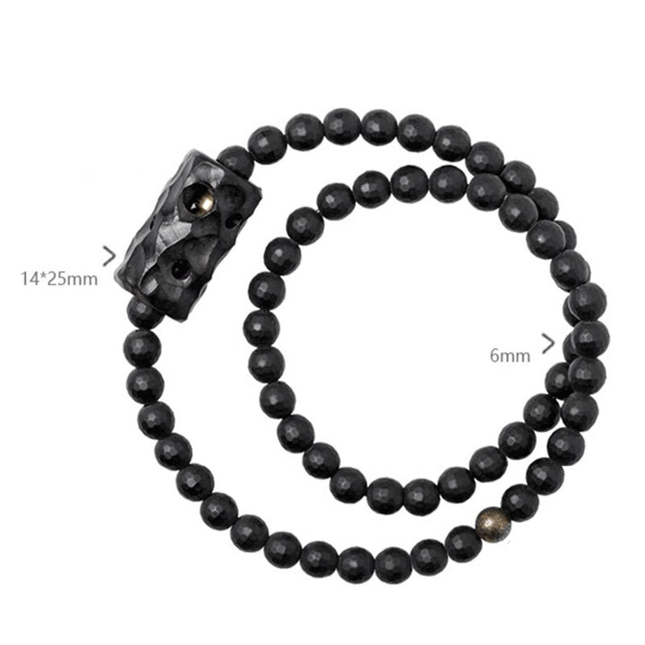 Buddha Stones Mat geslepen oppervlak, zwarte onyx, ebbenhout, dubbele Armband - image 4