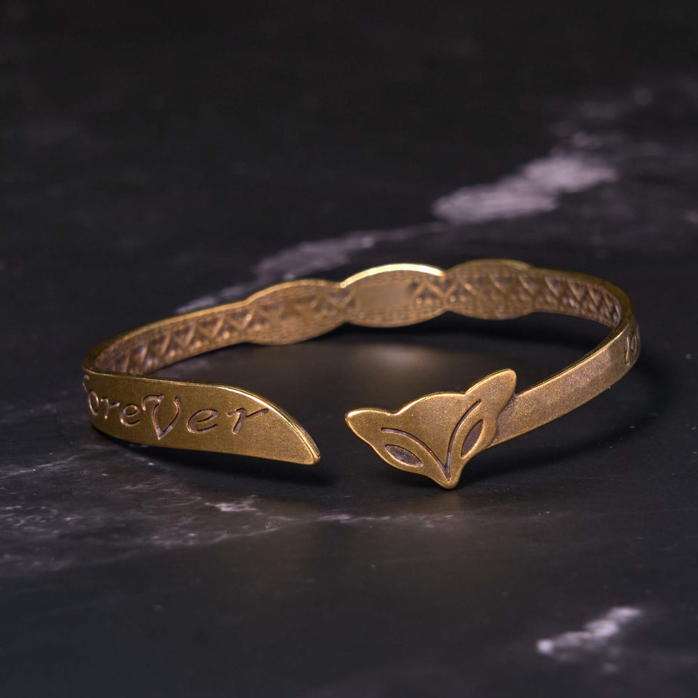 Buddha Stones Vossenkop koperen messing 'Love You Forever' Bangle-armband voor zelfzorg - image 1