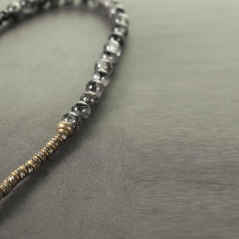 Buddha Stones Gouden Obsidiaan Zwarte Rutielkwarts Koper Messing Dubbele Wikkel Armband - image 8