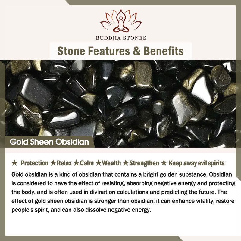 Buddha Stones Gouden Obsidiaan Zwarte Rutielkwarts Koper Messing Dubbele Wikkel Armband - image 5