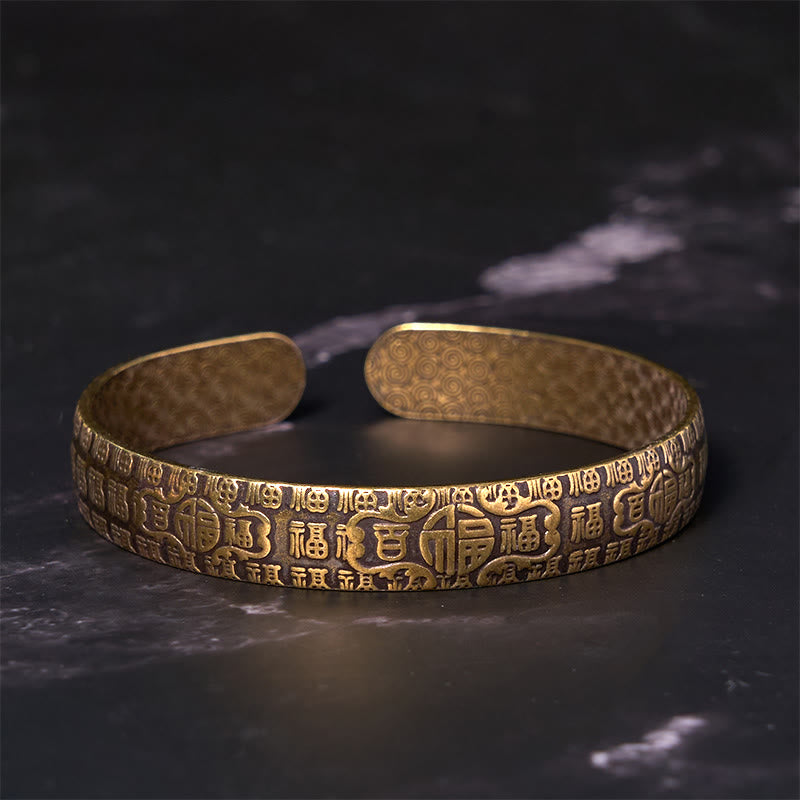 Buddha Stones Honderd zegeningen Fu karakter koperen messing Bangle-armband - image 1