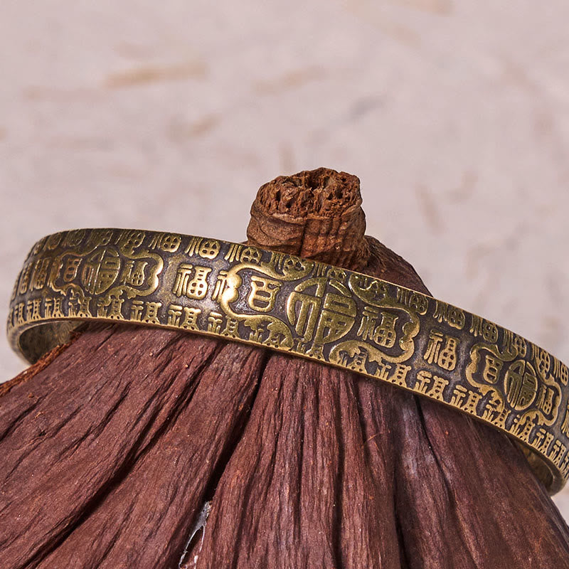 Buddha Stones Honderd zegeningen Fu karakter koperen messing Bangle-armband - image 3