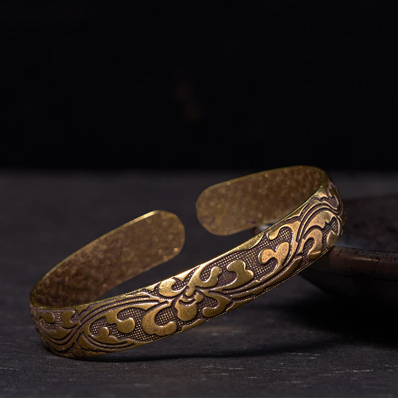Buddha Stones Bloemen Bangle Messing Balans Zelfzorg Manchetarmband - Koper (Polsomtrek: 14-17 cm) - image 0