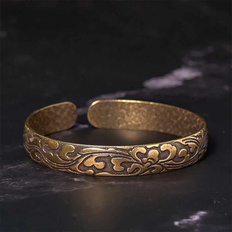 Buddha Stones Bloemen Bangle Messing Balans Zelfzorg Manchetarmband - image 1
