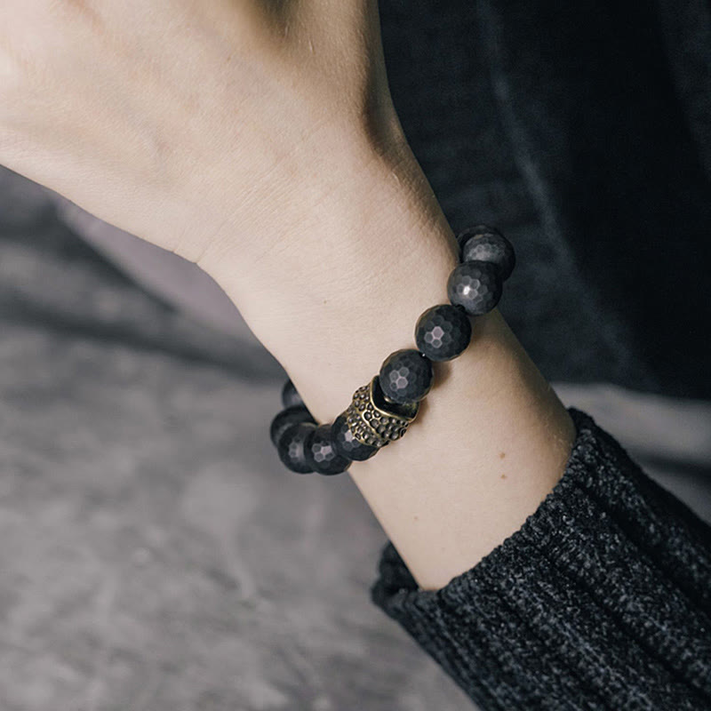 Buddha Stones Matzwarte onyx koperen messing Armband - image 11