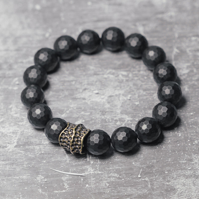 Buddha Stones Matzwarte onyx koperen messing Armband - Zwarte onyx messing (Polsomtrek: 17-17,6 cm) - image 0