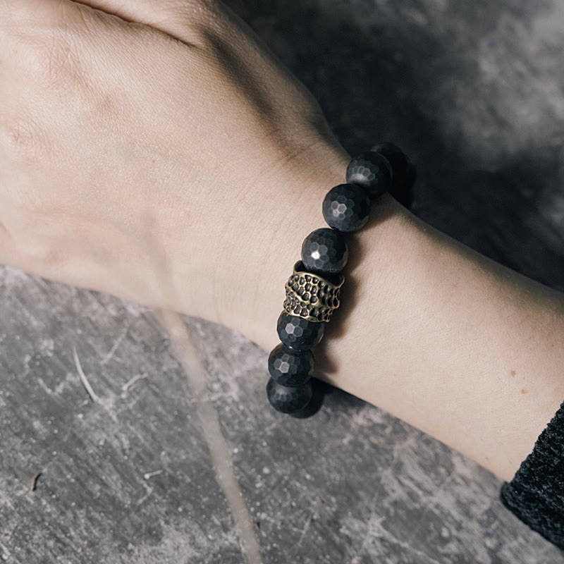 Buddha Stones Matzwarte onyx koperen messing Armband - image 3