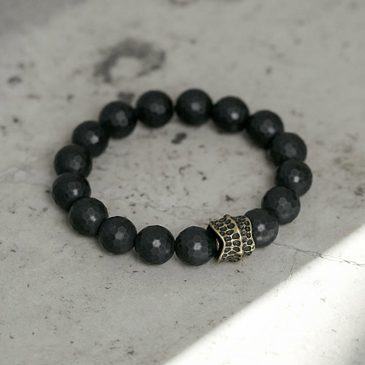 Buddha Stones Matzwarte onyx koperen messing Armband - image 9