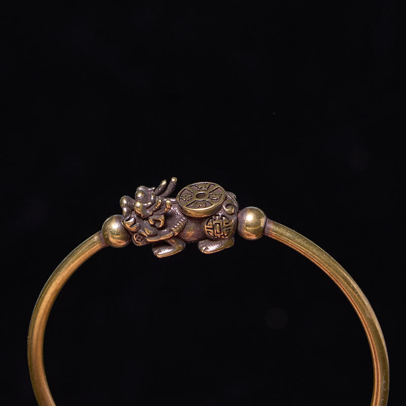 Buddha Stones Pi Xiu kompas dragende Fu karakter koperen messing Bangle-armband voor rijkdom - image 2
