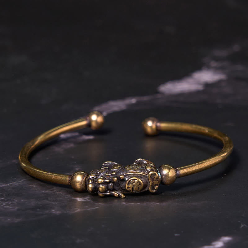 Buddha Stones Pi Xiu kompas dragende Fu karakter koperen messing Bangle-armband voor rijkdom - image 8