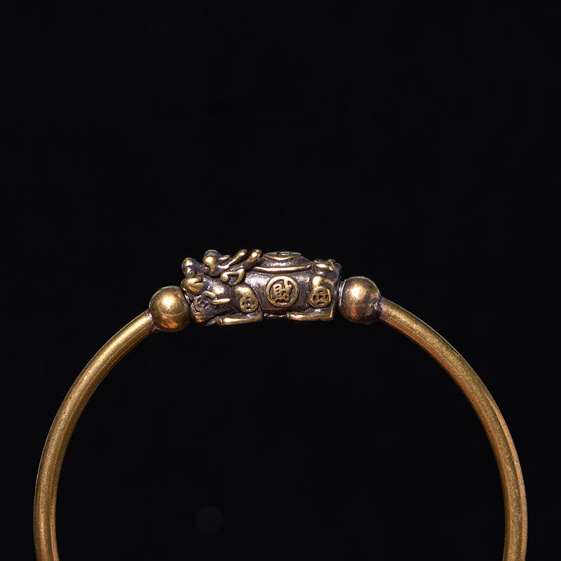Buddha Stones Pi Xiu kompas dragende Fu karakter koperen messing Bangle-armband voor rijkdom - image 9