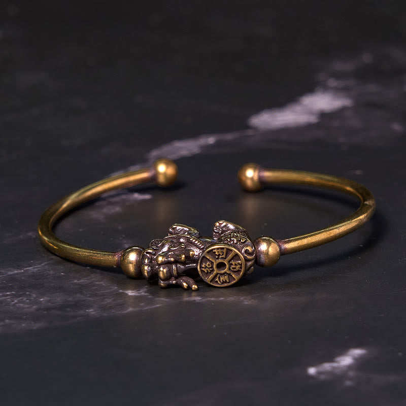 Buddha Stones Pi Xiu kompas dragende Fu karakter koperen messing Bangle-armband voor rijkdom - image 1
