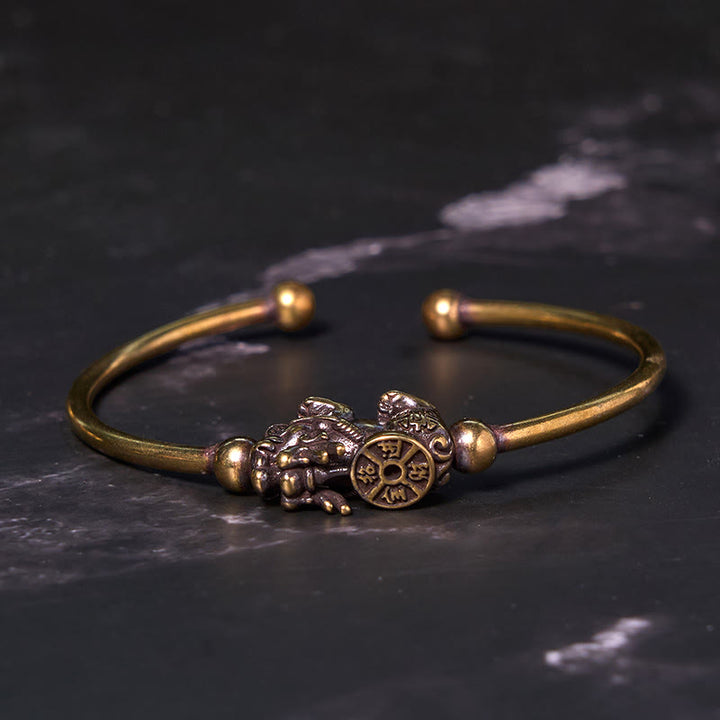 Buddha Stones Pi Xiu kompas dragende Fu karakter koperen messing Bangle-armband voor rijkdom - image 1