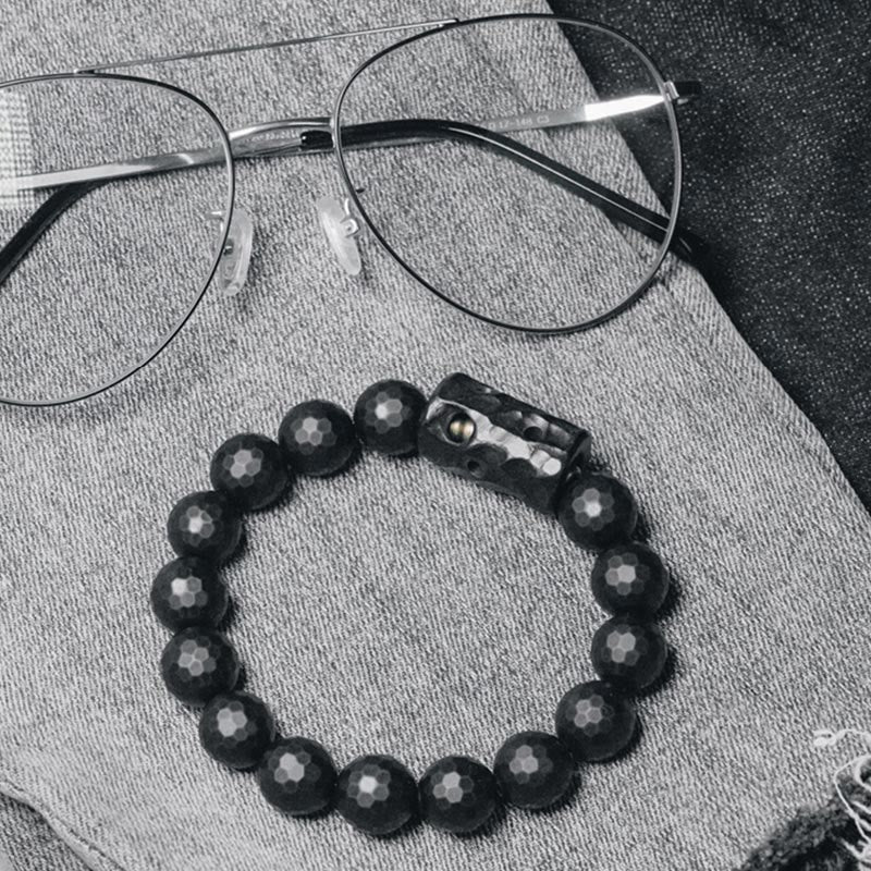 Buddha Stones Mat, gematteerd oppervlak, zwarte onyx, ebbenhouten Armband - image 2