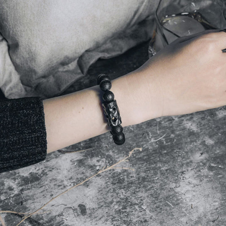 Buddha Stones Mat, gematteerd oppervlak, zwarte onyx, ebbenhouten Armband - image 7