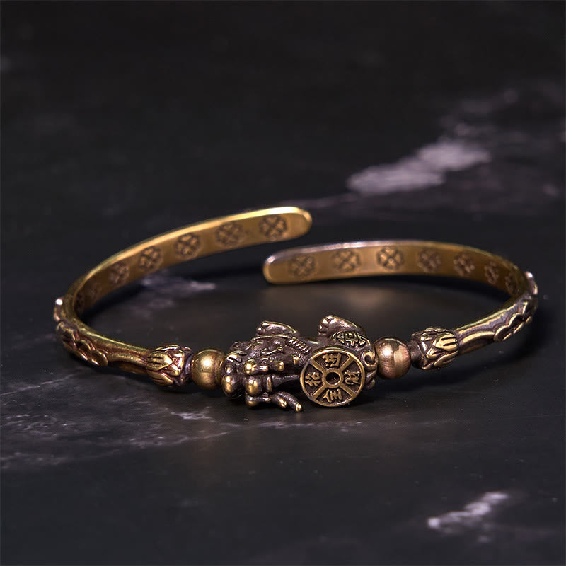 Buddha Stones Pi Xiu draagt ​​een munt, een koperen of messing geluksarmband , Bangle-armband. - image 1