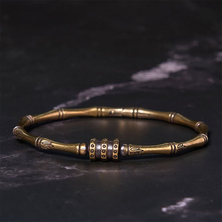 Buddha Stones Bamboe Lotusbloem Koper Messing Bangle-armband - image 1