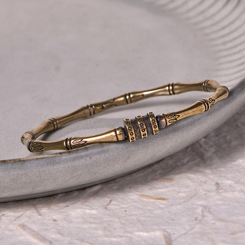 Buddha Stones Bamboe Lotusbloem Koper Messing Bangle-armband - image 2