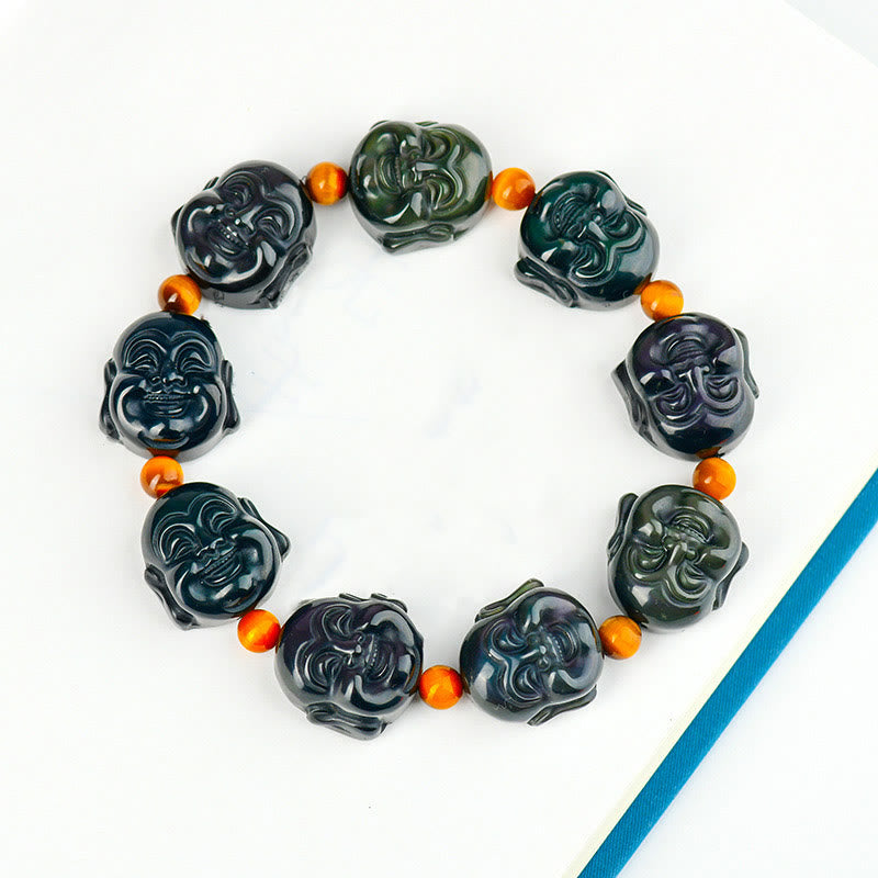 Buddha Stones Regenboogobsidiaan Lachende Boeddha Armband voor Positieve Transformatie - image 4