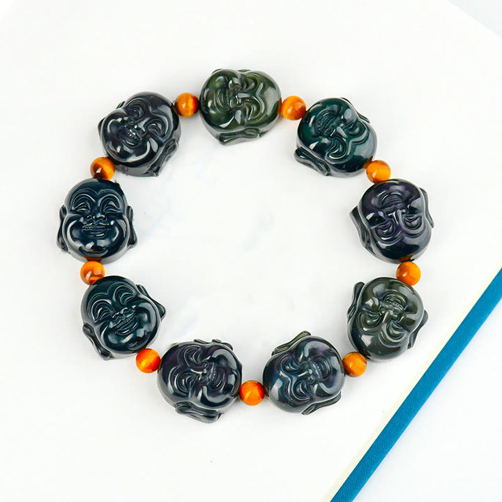 Buddha Stones Regenboogobsidiaan Lachende Boeddha Armband voor Positieve Transformatie - image 4