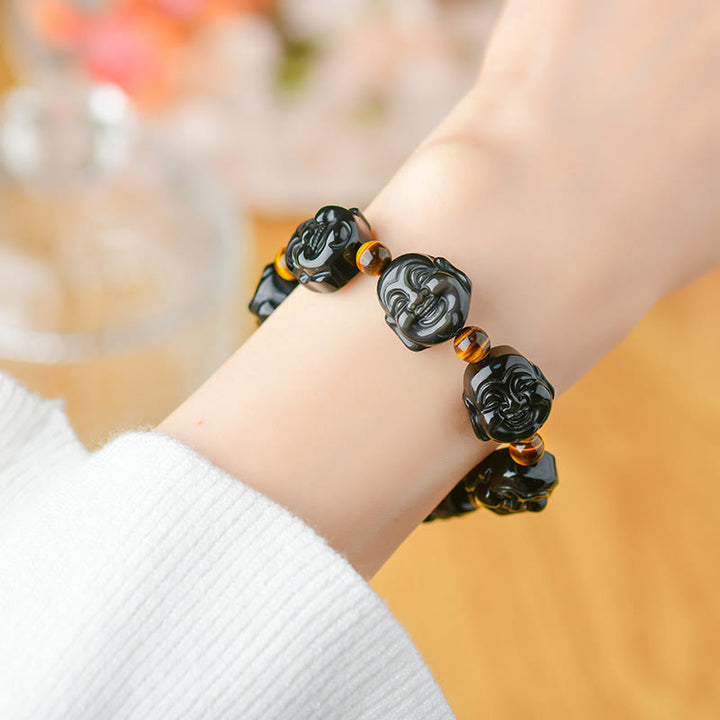 Buddha Stones Regenboogobsidiaan Lachende Boeddha Armband voor Positieve Transformatie - image 8