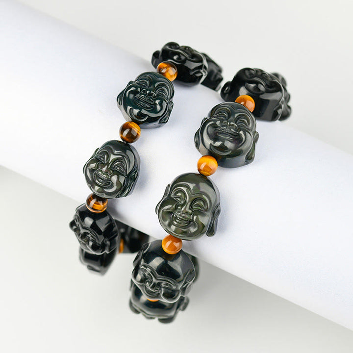 Buddha Stones Regenboogobsidiaan Lachende Boeddha Armband voor Positieve Transformatie - image 10