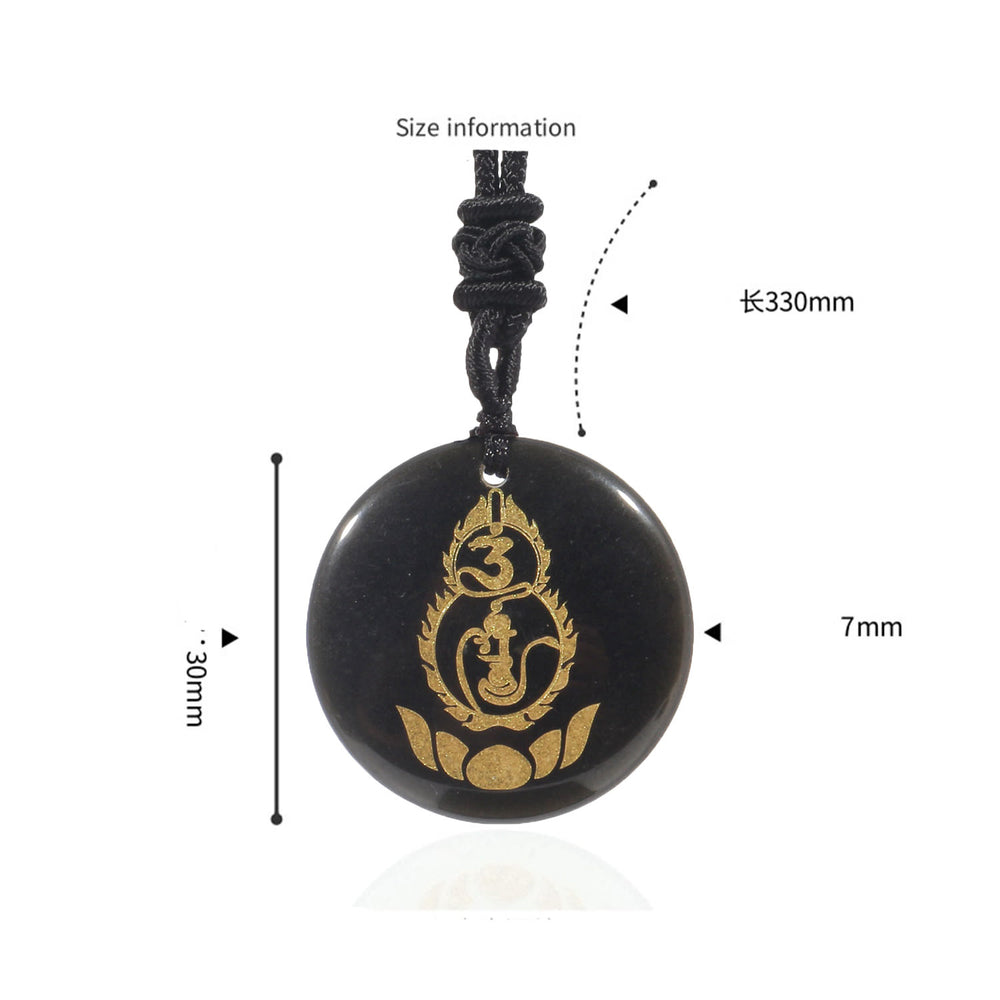 Buddha Stones Pompoen Lotus Voetstuk Patroon Vajra Beschermingsmantra Natuurlijke Diverse Kristallen Zwarte Obsidiaan Vervulling Ketting - image 1