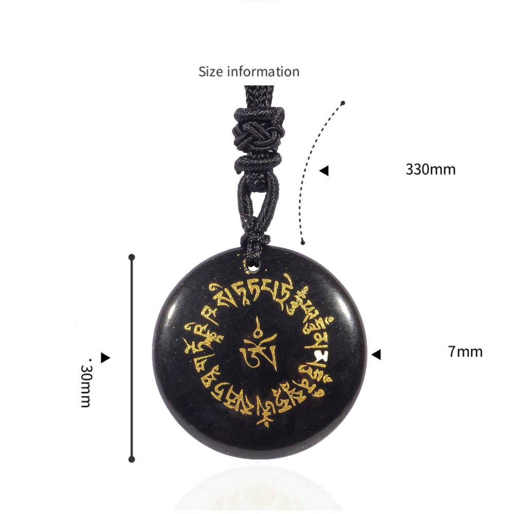 Buddha Stones Gelukbrengende Mantra Natuurlijke Diverse Kristallen Zwarte Obsidiaan Vervulling Ketting - image 1
