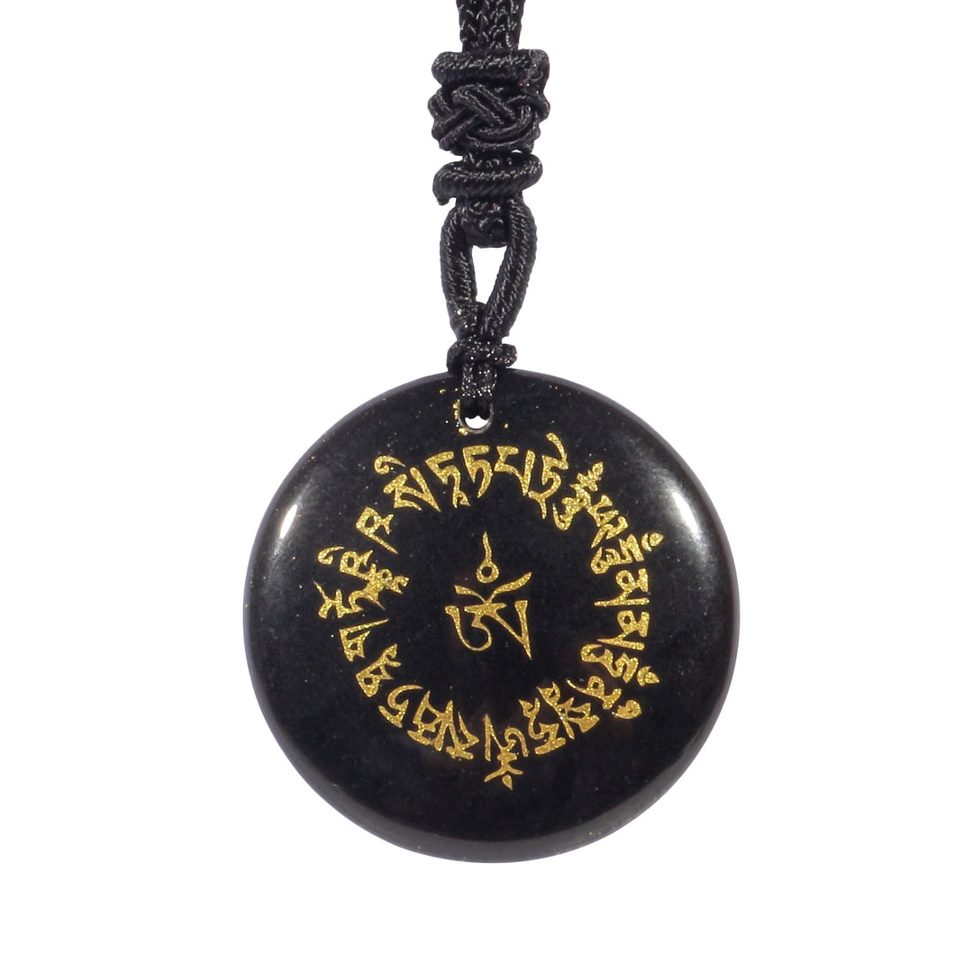 Buddha Stones Gelukbrengende Mantra Natuurlijke Diverse Kristallen Zwarte Obsidiaan Vervulling Ketting - Zwarte obsidiaan - image 0