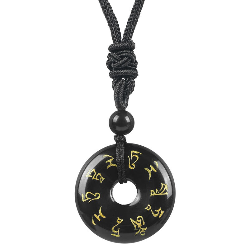 Buddha Stones Groene Tara Mantra Natuurlijke Diverse Kristallen Zwarte Obsidiaan Vervulling Ketting - Zwarte obsidiaan - image 1