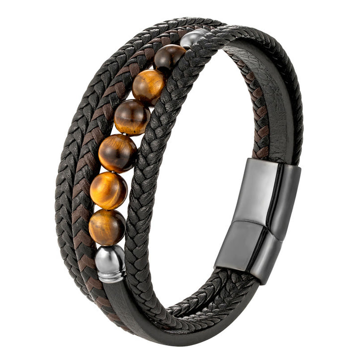 Buddha Stones Beschermende leren Armband met tijgeroogsteen - image 9