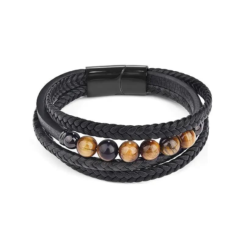 Buddha Stones Beschermende leren Armband met tijgeroogsteen - image 10