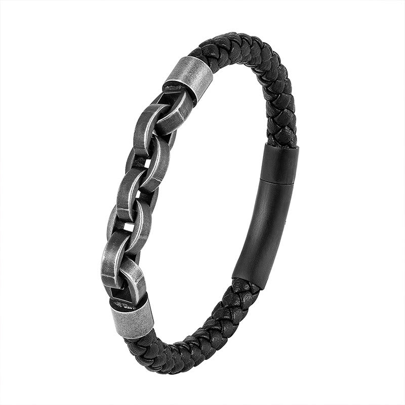 Buddha Stones Kettingontwerp, titanium staal, balans, leren gevlochten Armband - image 13