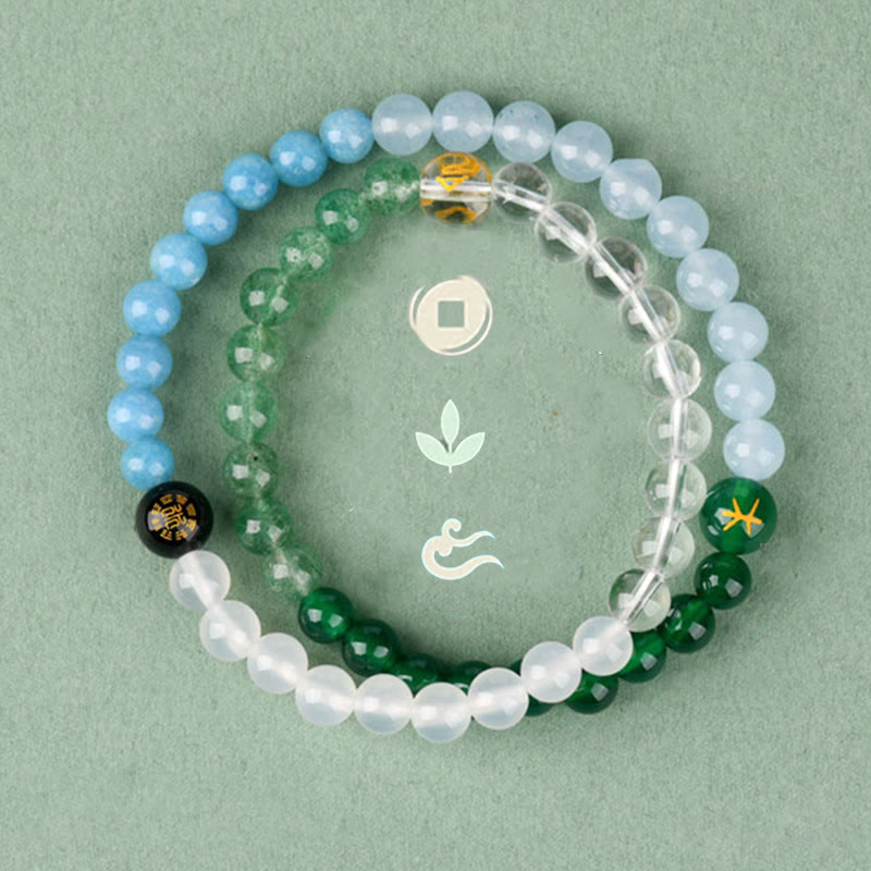 Buddha Stones Vijf Elementen Diverse Kristallen Agaat Aardbeikwarts Armband - image 1