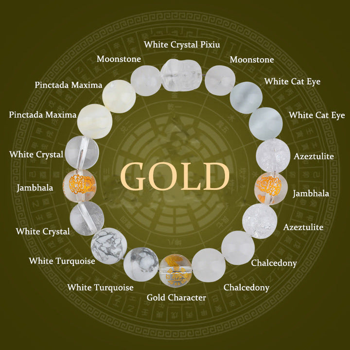 Buddha Stones Vijf Elementen Diverse Kristal Agaat PiXiu Rijkdom Armband - Goud (Polsomtrek: 14-16 cm) - 12mm - image 2