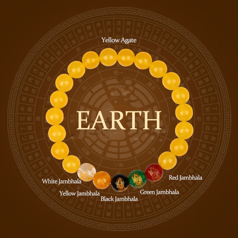 Buddha Stones Vijf Elementen Diverse Agaat Jambhala Armband - Aarde (Polsomtrek: 14-16 cm) - image 23