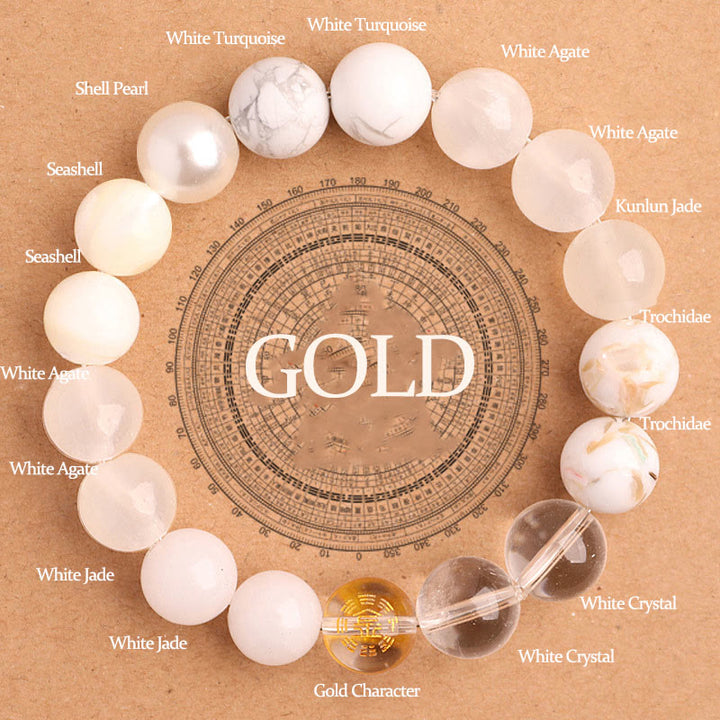 Buddha Stones Vijf Elementen Diverse Agaat Balans Geluk Armband - Goud (Polsomtrek: 14-16 cm) - 12mm - image 4