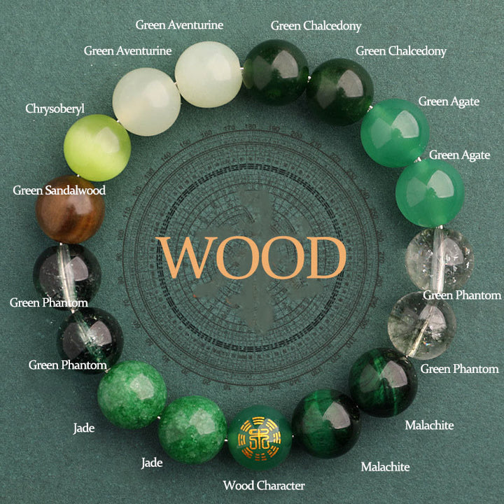 Buddha Stones Vijf Elementen Diverse Agaat Balans Geluk Armband - Hout (Polsomtrek: 14-16 cm) - 12mm - image 12