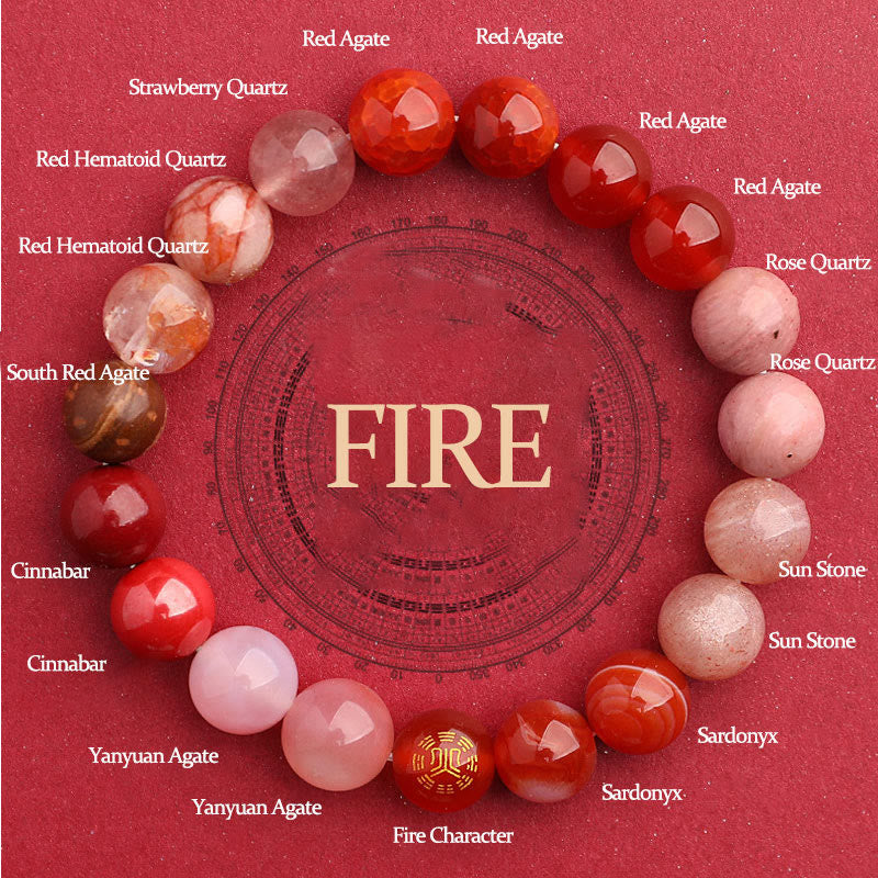 Buddha Stones Vijf Elementen Diverse Agaat Balans Geluk Armband - Vuur (Polsomtrek: 14-16 cm) - 10mm - image 32