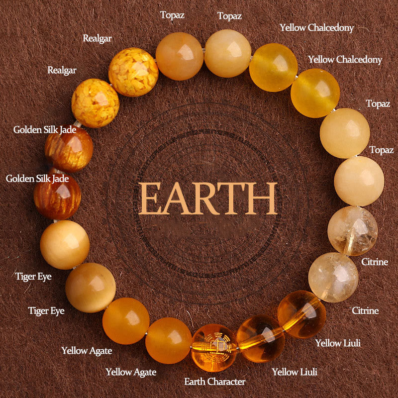 Buddha Stones Vijf Elementen Diverse Agaat Balans Geluk Armband - Aarde (Polsomtrek: 14-16 cm) - 10mm - image 39
