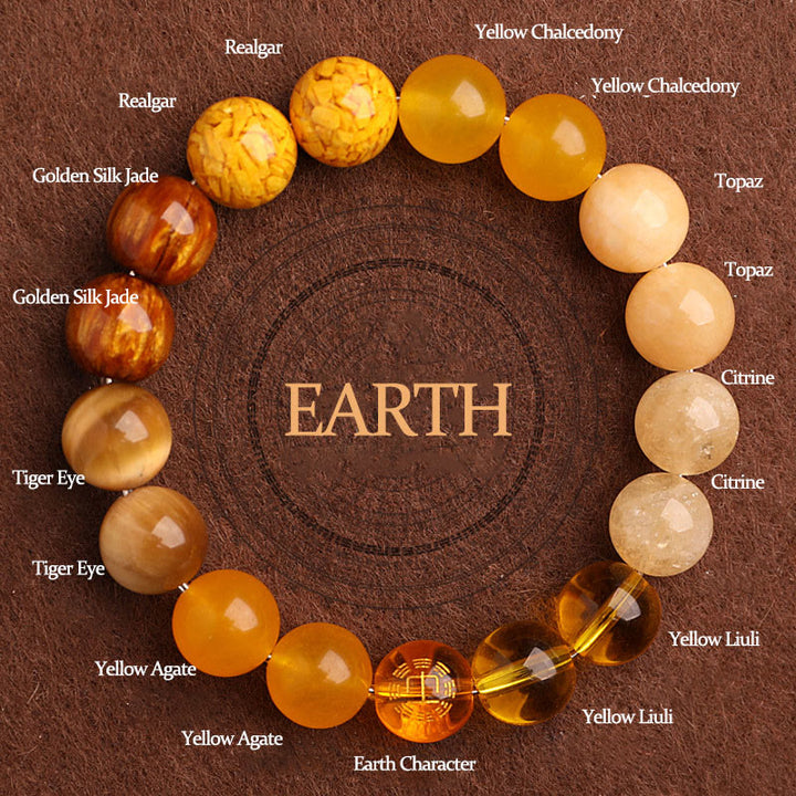 Buddha Stones Vijf Elementen Diverse Agaat Balans Geluk Armband - Aarde (Polsomtrek: 14-16 cm) - 12mm - image 41